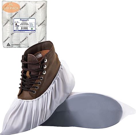 Protectx White Disposable Shoe And Boot Covers Xl Extra Large 100 Pack 50 Pairs Waterproof