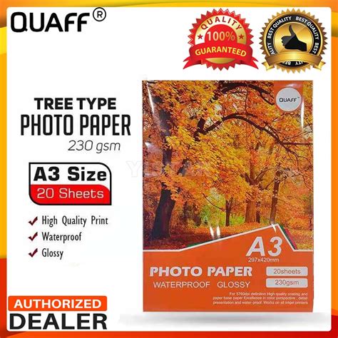 A3 Size Quaff Glossy Inkjet Photo Paper With Back Print 20sheets Pack