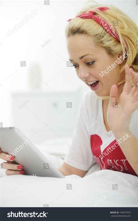 Happy Blonde Girl On Bed Bedroom Stock Photo 194675327 Shutterstock