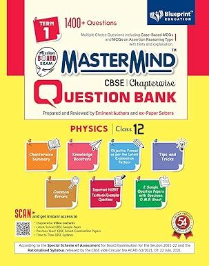 Master Mind CBSE Question Bank Physics Class 12 Term 1 For Session