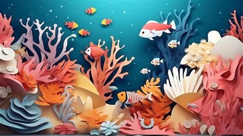 Premium Ai Image Colorful Illustration Underwater Scene With Coral