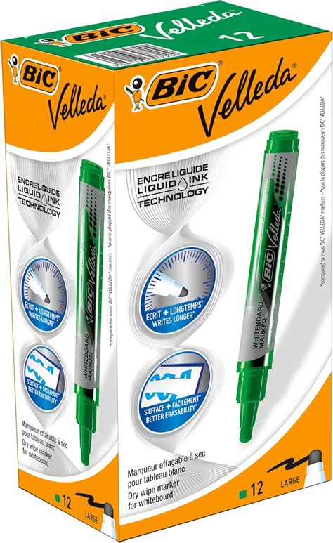 Bic Velleda Liquid Ink Dry Wipe Tank Markers Green Pack Of