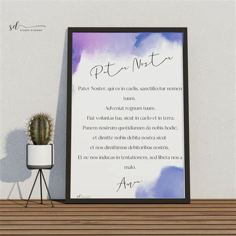 Pater Noster the Lords Prayer Modern Catholic Wall Art, Latin Prayer, Christian Printable Gift ...