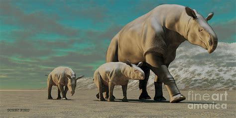 Paraceratherium Mother Painting By Corey Ford