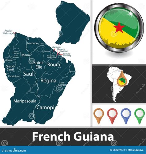 Map Of French Guiana Stock Vector Illustration Of Flag 253549773