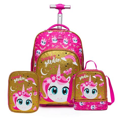 Spector Kit Mochila Estojo Carrinho Unicornio Sweet Garden Menina