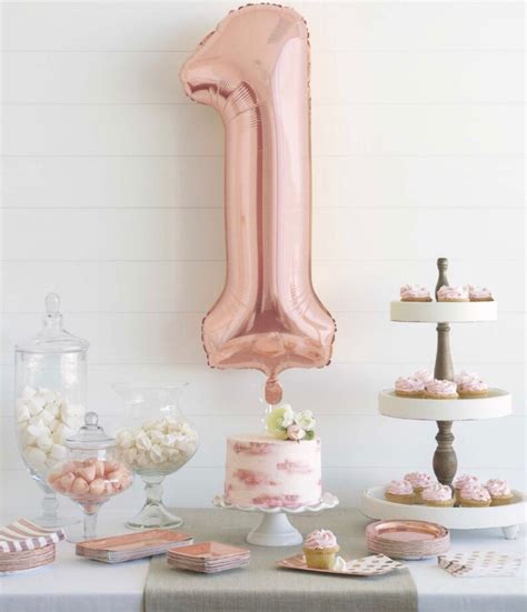 Rose Gold Number 1 Shaped Foil Balloon 34 Packaged Etsy