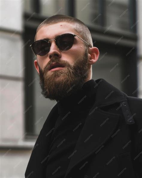 Premium Photo Stylish Man With Goatee And Beard Wearing Sunglasses