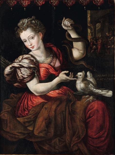 Frans Floris Figura Allegorica Con Gli Attributi Dell Innocenza E