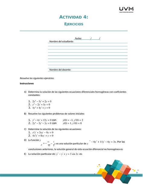 Actividad 4 Ecuaciones Diferenciales Y Series ACTIVIDAD 4