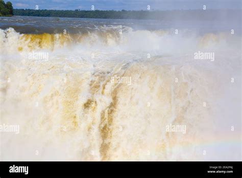 Famous Iguazu Falls On The Border Between Argentina And Brazil Stock