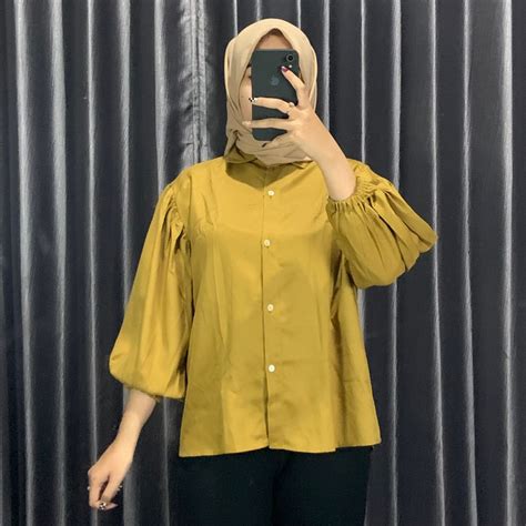 Jual Zea Puffy Blouse Polos Shakilla Shopee Indonesia