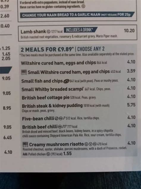 Wetherspoons Drinks Menu The Regular Menu Furthermore Is Available Mondays To Sundays