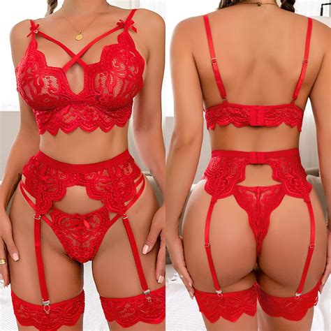 Kaufe Sexy Dessous für Frauen BH und Slip Strumpfbänder 3pcs See