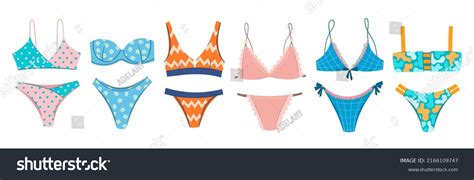 Bikini Swimming Suits Collection Swimsuits Doodle Stock Vector Royalty Free