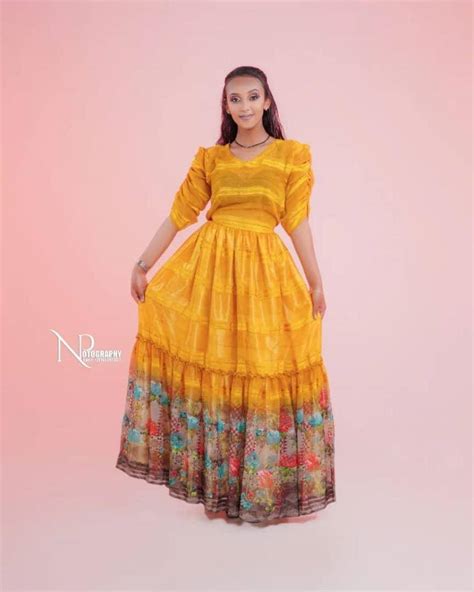 Eritrean And Ethiopian Habesha Traditional Dress Chiffon Shiffon