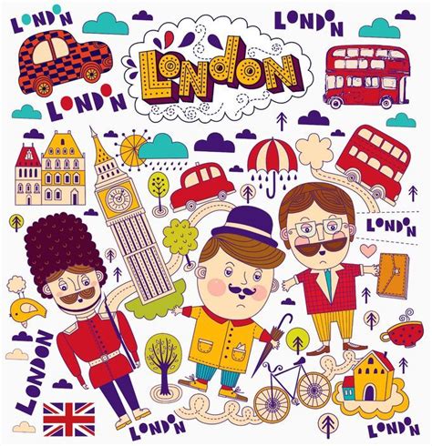 An Image Of London With Cartoon Characters