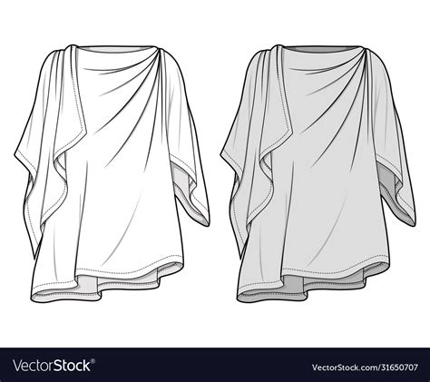 Woven Top Fashion Flat Sketch Template6 Royalty Free Vector