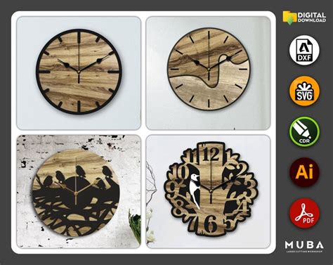 36 Wall Clock Svg Watch Models Wall Decor Clocks Dxf Files Etsy