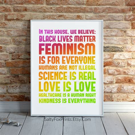 Feminist Printable Wall Art In This House We Believe Feminism Is For