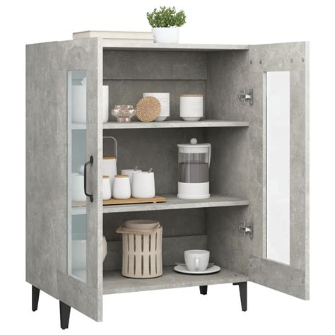 ARMOIRE DE CHAMBRE Buffet Gris béton 69 5x34x90 cm Bois d ingénierie