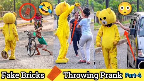 Fake Bricks Throwing Prank😂 Part 4 Crazy Reaction🤣😂 Prank In India