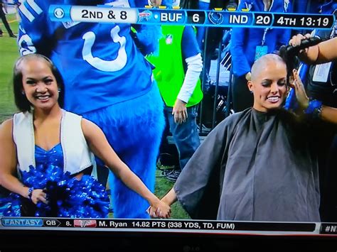 Colts Cheerleaders Shaving Their Heads To Show Support For Coach Chuck Pagano And His Battle