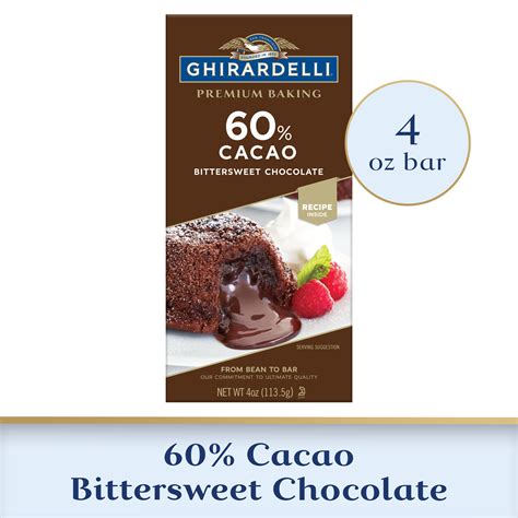 Ghirardelli Premium 60 Cacao Bittersweet Chocolate Baking Bar 4 Oz