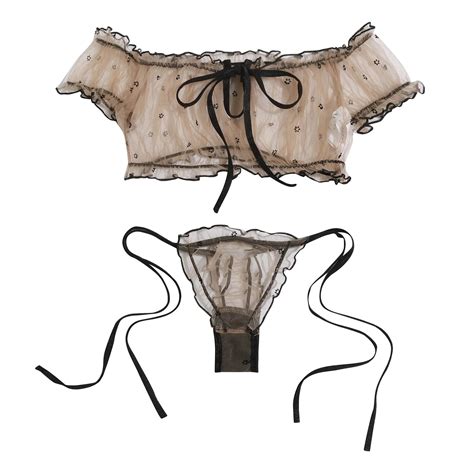 Yutnsbel Sexy Lingerie For Women Night Beige Women Embroidery Lace