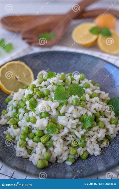 Classic Italian Risotto With Peas Stock Image Image Of Table Healthy