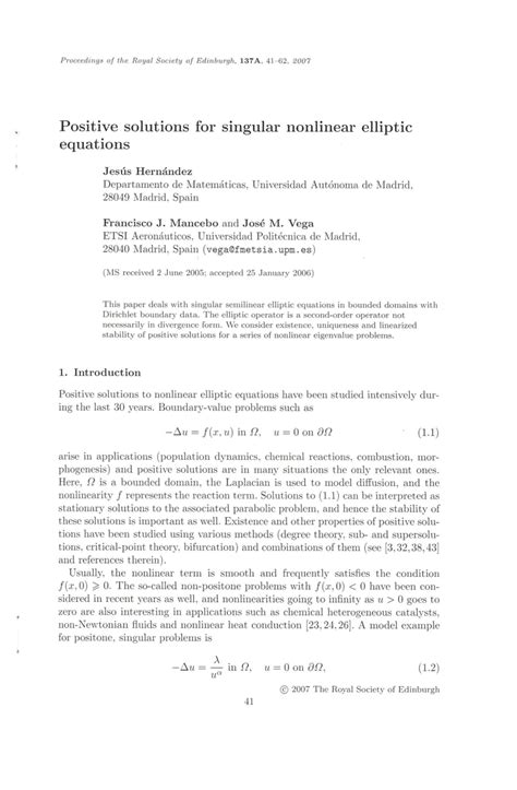 Pdf Positive Solutions For Singular Nonlinear Elliptic Equations