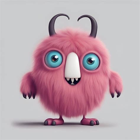 Premium Photo Funny Cartoon Monster With Horns And Big Eyes Vector