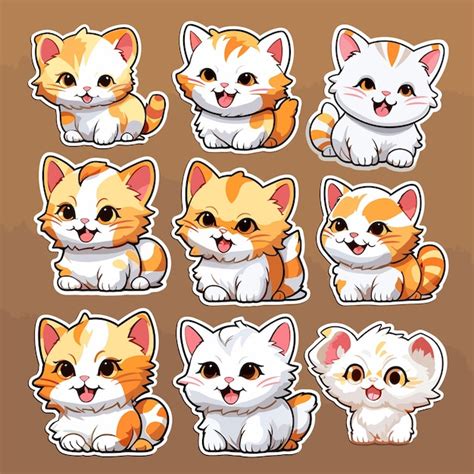 Premium Vector | Cute cat stickers set