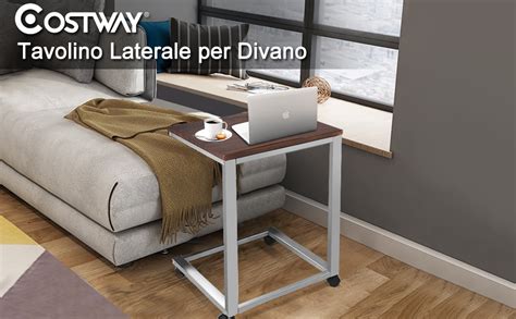 COSTWAY Tavolino Porta PC Tavolino Laterale Per Divano Tavolo Da