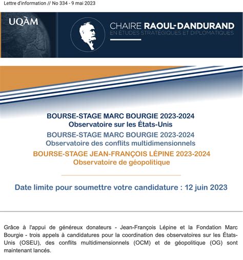 Lettre Dinformation No 334 9 Mai 2023 Chaire Raoul Dandurand En