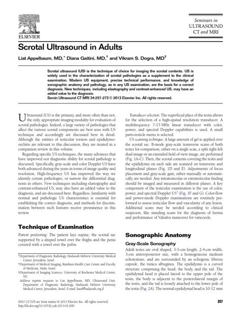 Scrotal Ultrasound In Adults Pdf Medical Ultrasound Anatomy