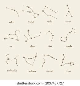 Set Celestial Constellations Horoscope Symbols Astrology Stock Vector