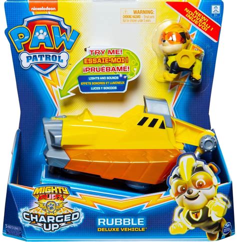 Spin Master Paw Patrol Mighty Pups Deluxe Fahrzeug Rubble Test ️