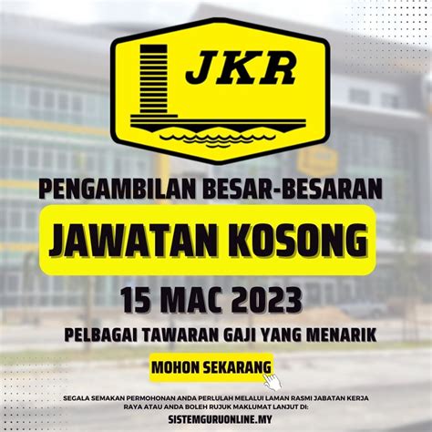 Jawatan Kosong Jabatan Kerja Raya JKR Official 2023 Mohon Segera