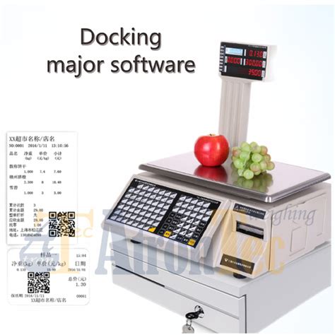 Barcode Label Printing Scale For Supermarket With Pole And Double Side