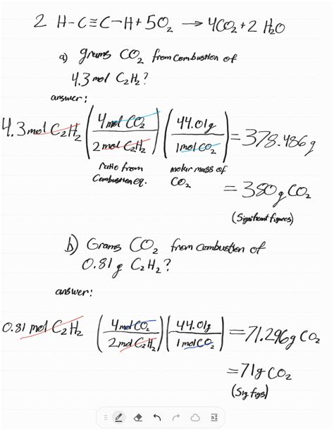 Solved Using The Balanced Equation For The Combustion Of Acetylene