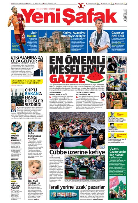 Yeni Şafak Gazetesi 6 Mayıs 2024 Pazartesi Günü Manşeti