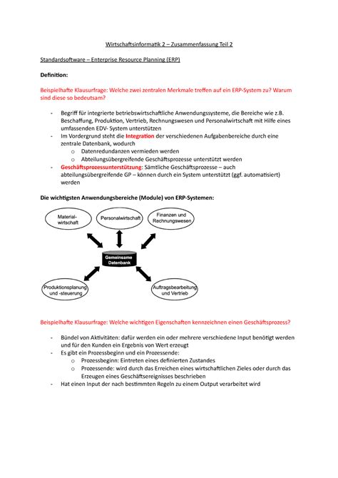 Wirtschaftsinformatik Zusammenfassung Teil Wirtschaftsinformatik