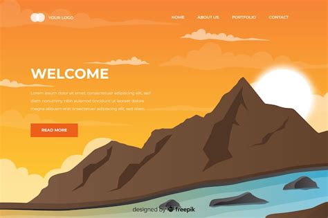 Free Vector Welcome Page With Gradient Landscape