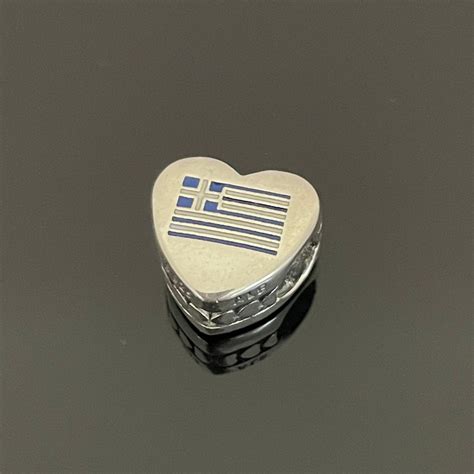 Pandora Greece Flag Heart Exclusive Charm Pandora Heart Charm For