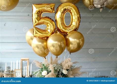 Happy 50th Birthday Gold Helium 50 Birthday Balloons At A Celebration