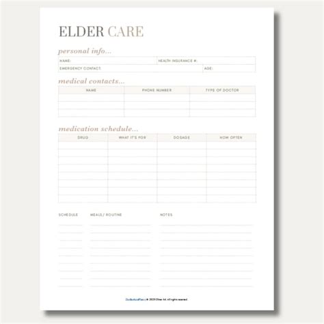 Elder Care Planner Printable Pdf Senior Care Planner Senior Care