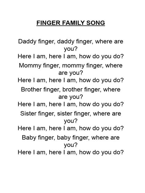 Finger Family Song | PDF