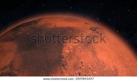 Spinning Planet Mars Isolate On Dark Stock Illustration 2099841697