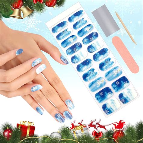 Kalolary Pcs Christmas Semi Cured Gel Nail Polish Strips Christmas